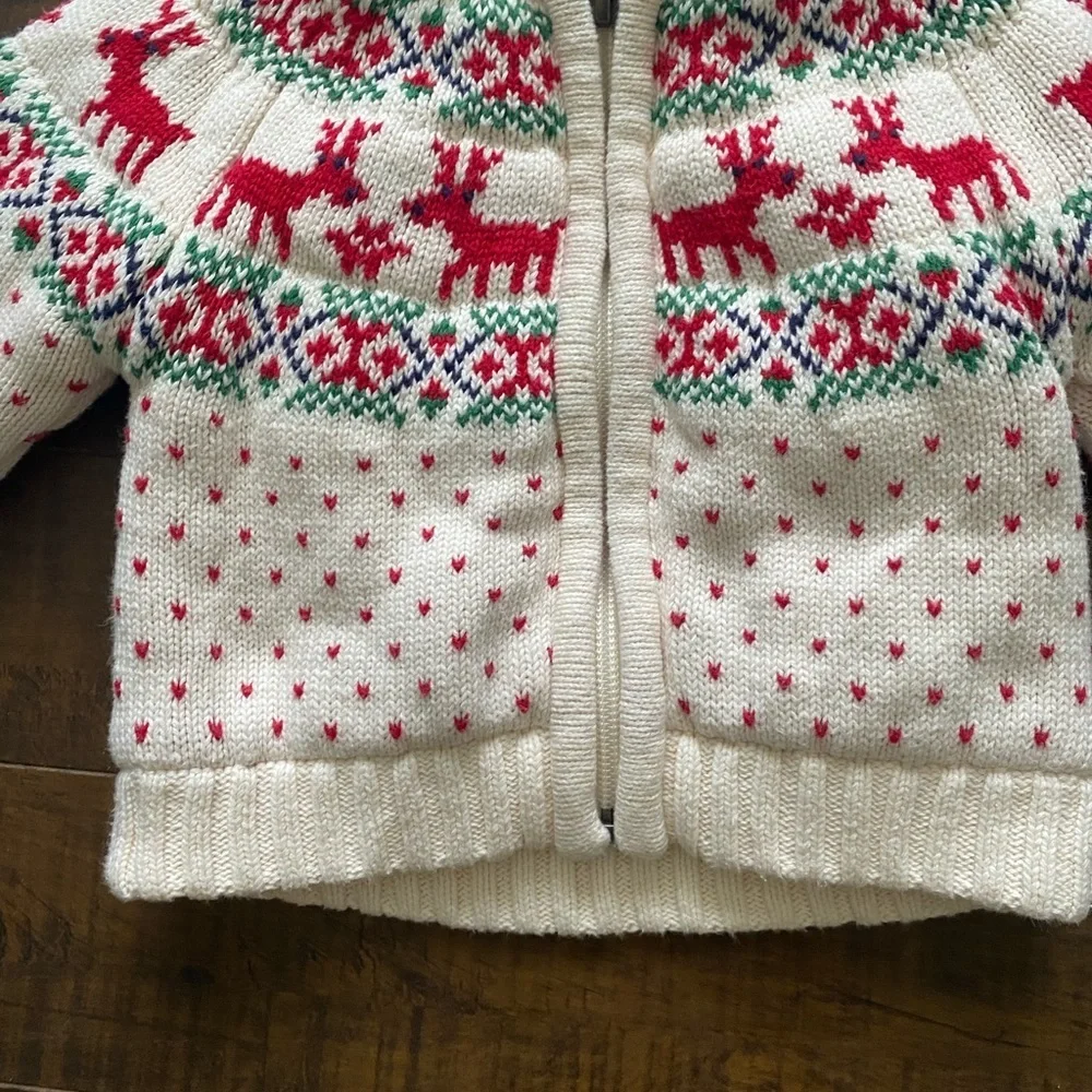Hanna Anderson Holiday Christmas Hooded lined Jacket Fair Isle - Picture 5 of 9